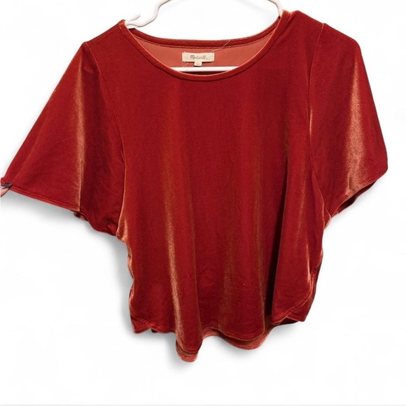 Madewell Velvet ButterflyShort Sleeve Top - Burnt orange - small - Picture 1 of 5